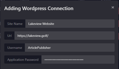 Add Wordpress Connection