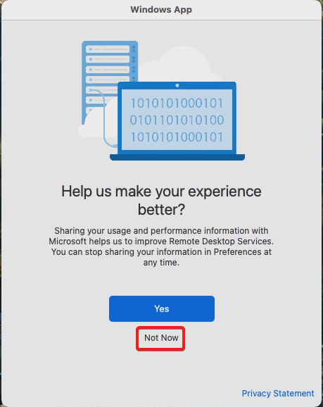 Windows App Sharing Not Now